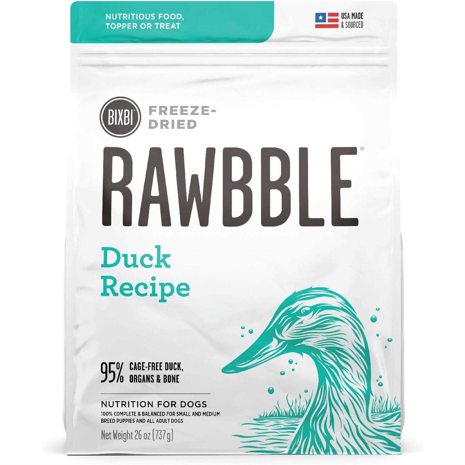 Bixbi Dog Food Rawbble Freeze Dried Duck Recipe - Healthber