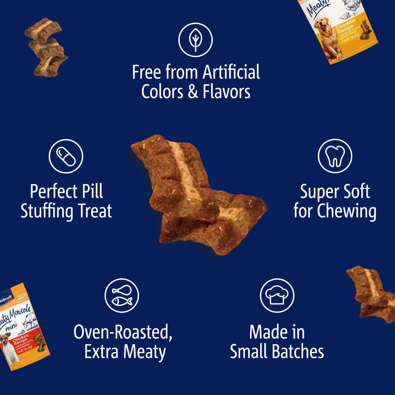 Vitakraft Meaty Morsels Chicken Recipe with Beef & Carrots Dog Treat Mini - Healthber
