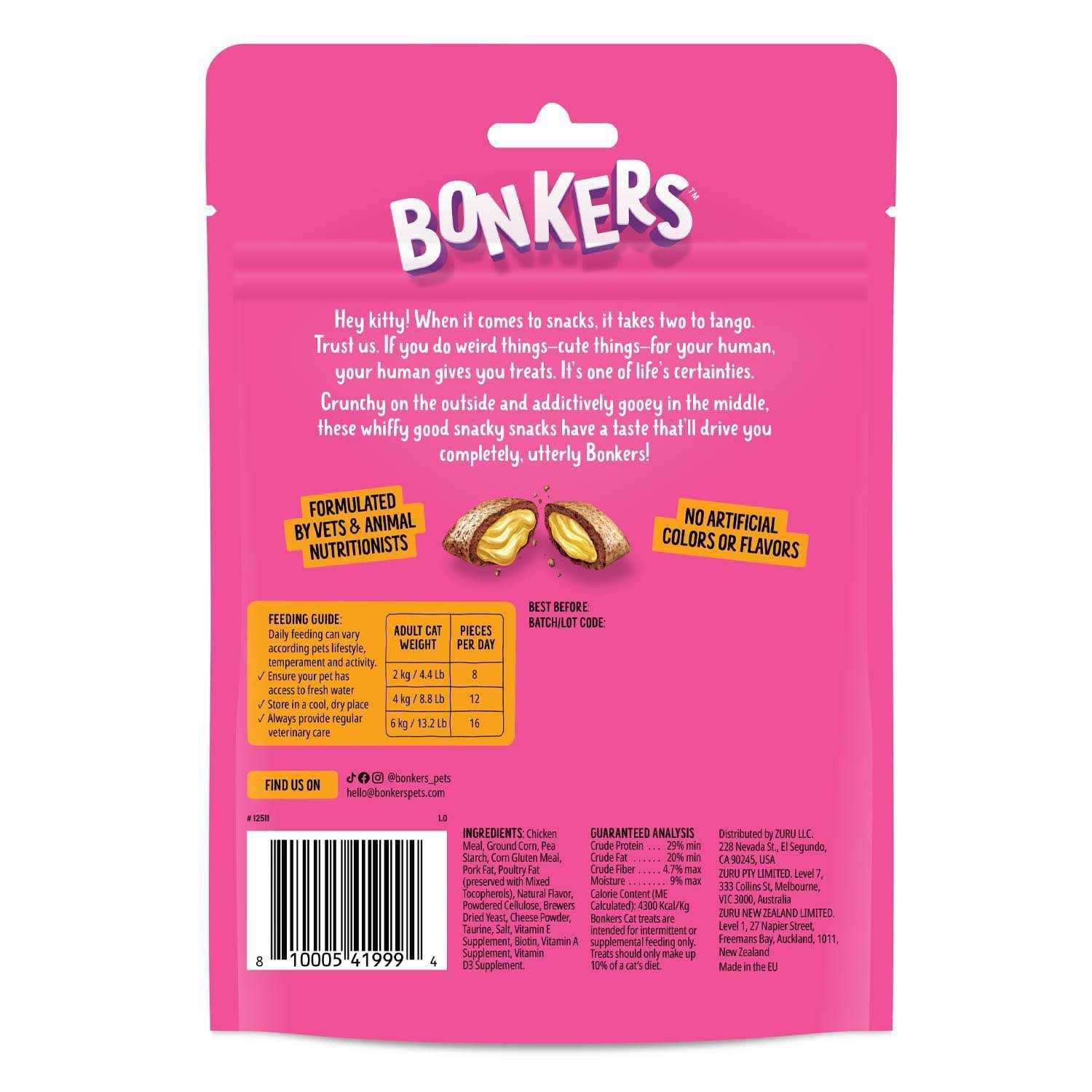 Bonkers Crunchy Cat Treats Paw Lickin’ Chicken - Healthber