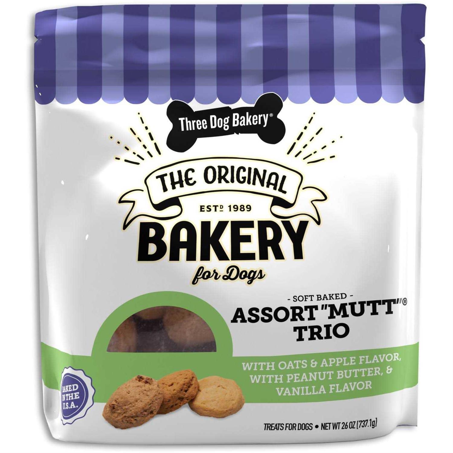 Three Dog Bakery Assortmutt Trio Dog Treats - Healthber