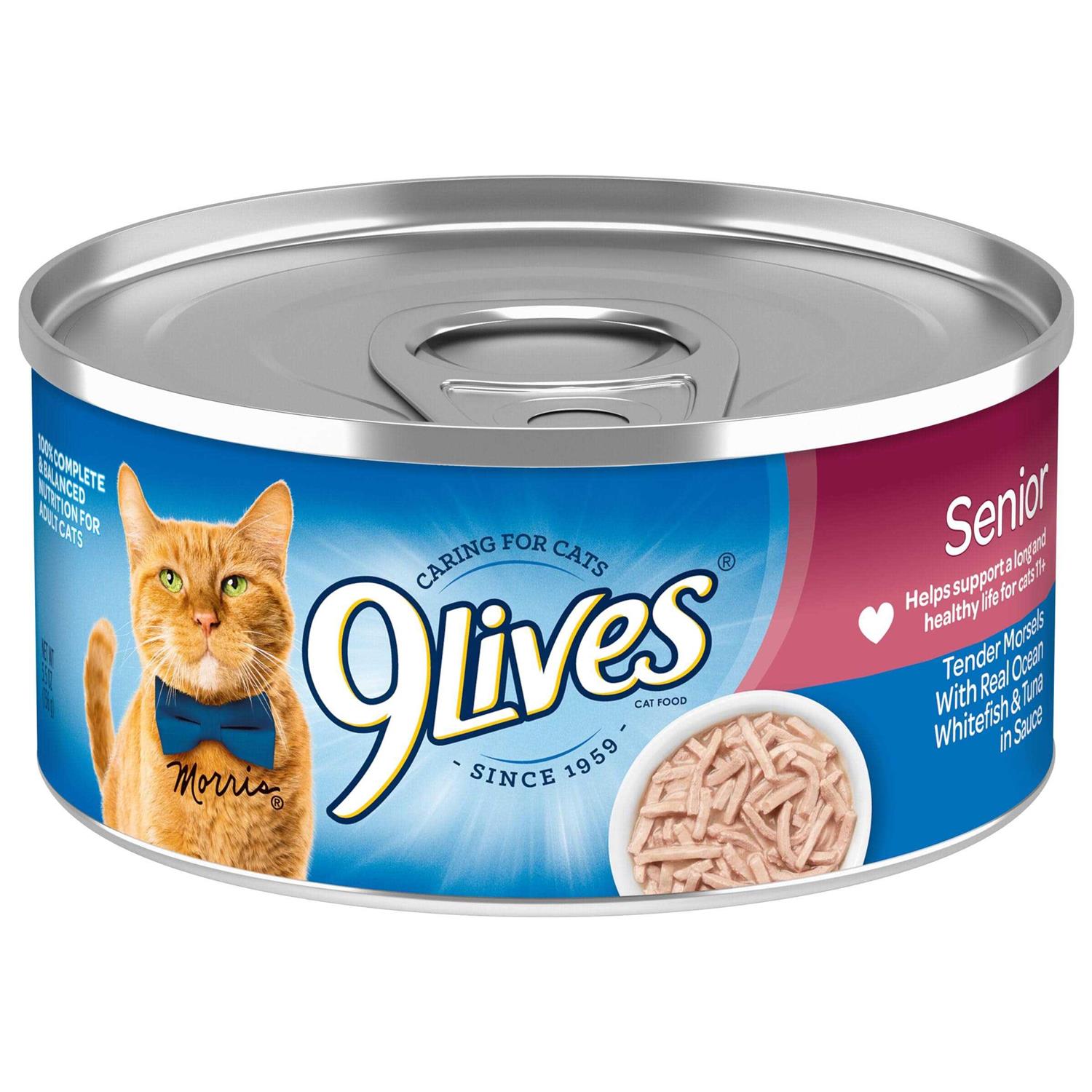 9Lives Wet Senior Cat Food Tender Morsels with Real Ocean Whitefish & Tuna in Sauce - Healthber