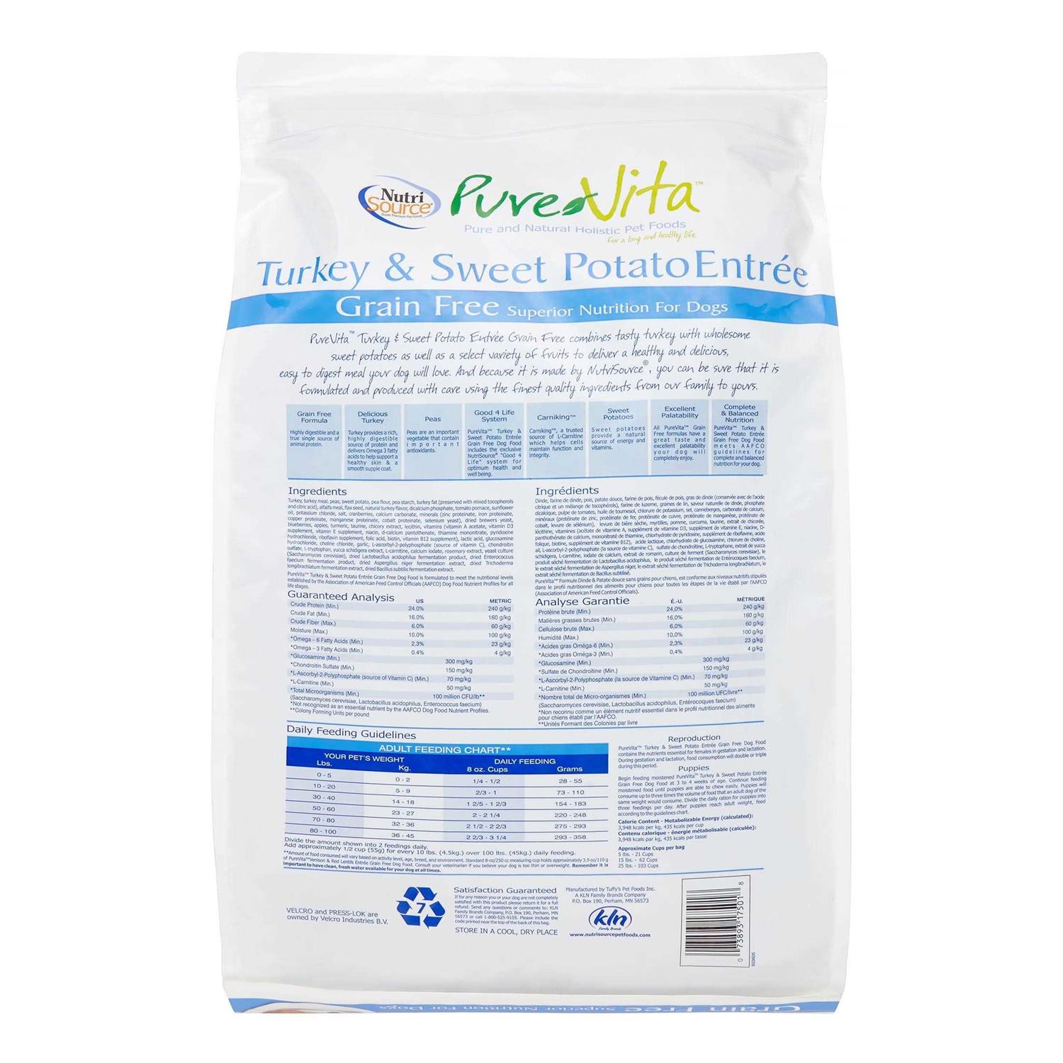 Pure Vita Grain-Free Turkey & Sweet Potato Entree Dry Dog Food - Healthber