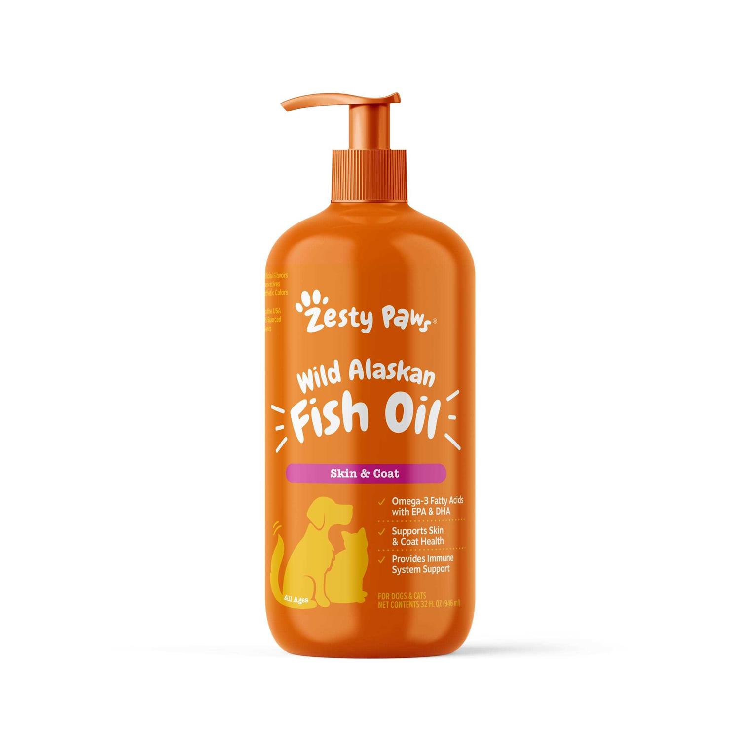 Zesty Paws Wild Alaskan Fish Oil for Dogs & Cats Pollock & Salmon Oil Blend - Healthber