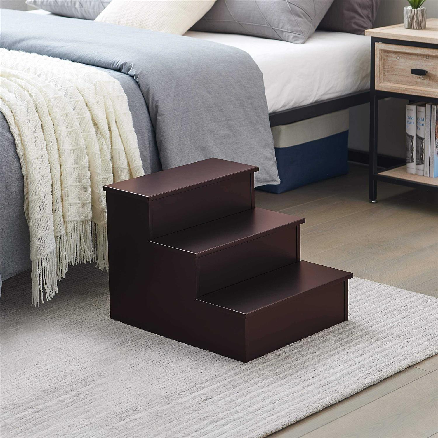 Kings Brand Furniture Darien 3 Step Wood Step Stool for Adults or Kids - Healthber