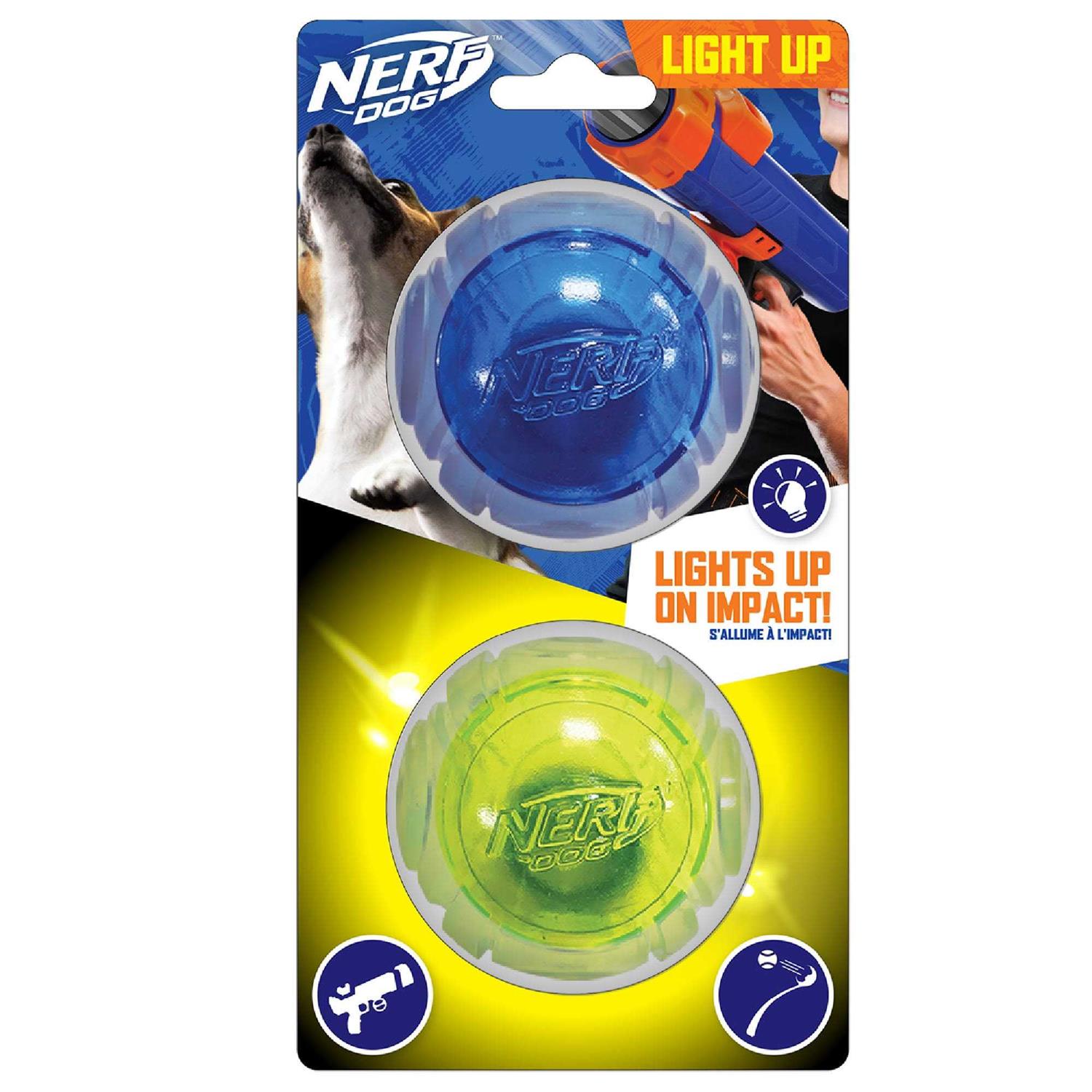 Nerf Blue/Green Lightning LED Ball Dog Toys - Healthber