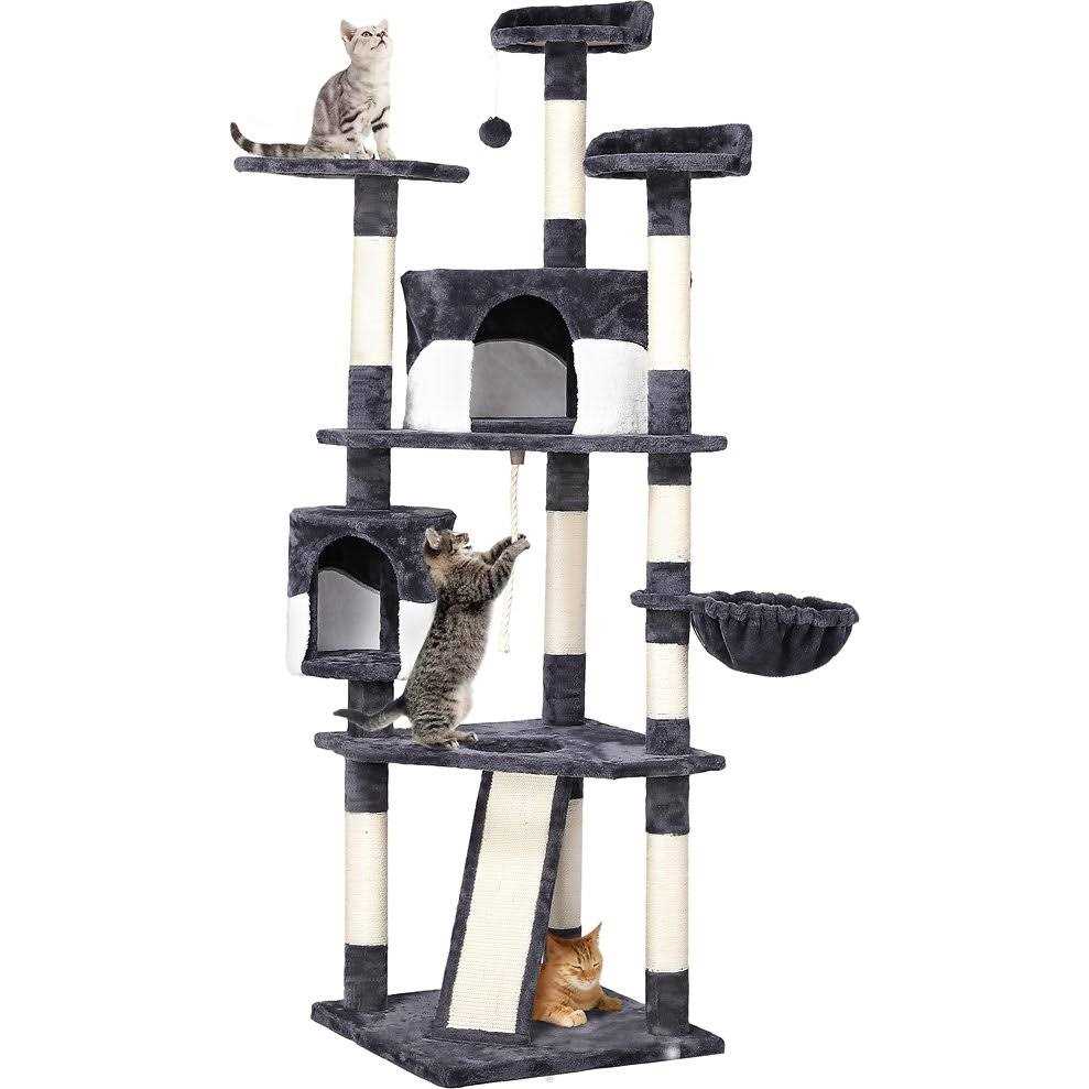 Yaheetech 79-in Plush Cat Tree & Condo - Healthber