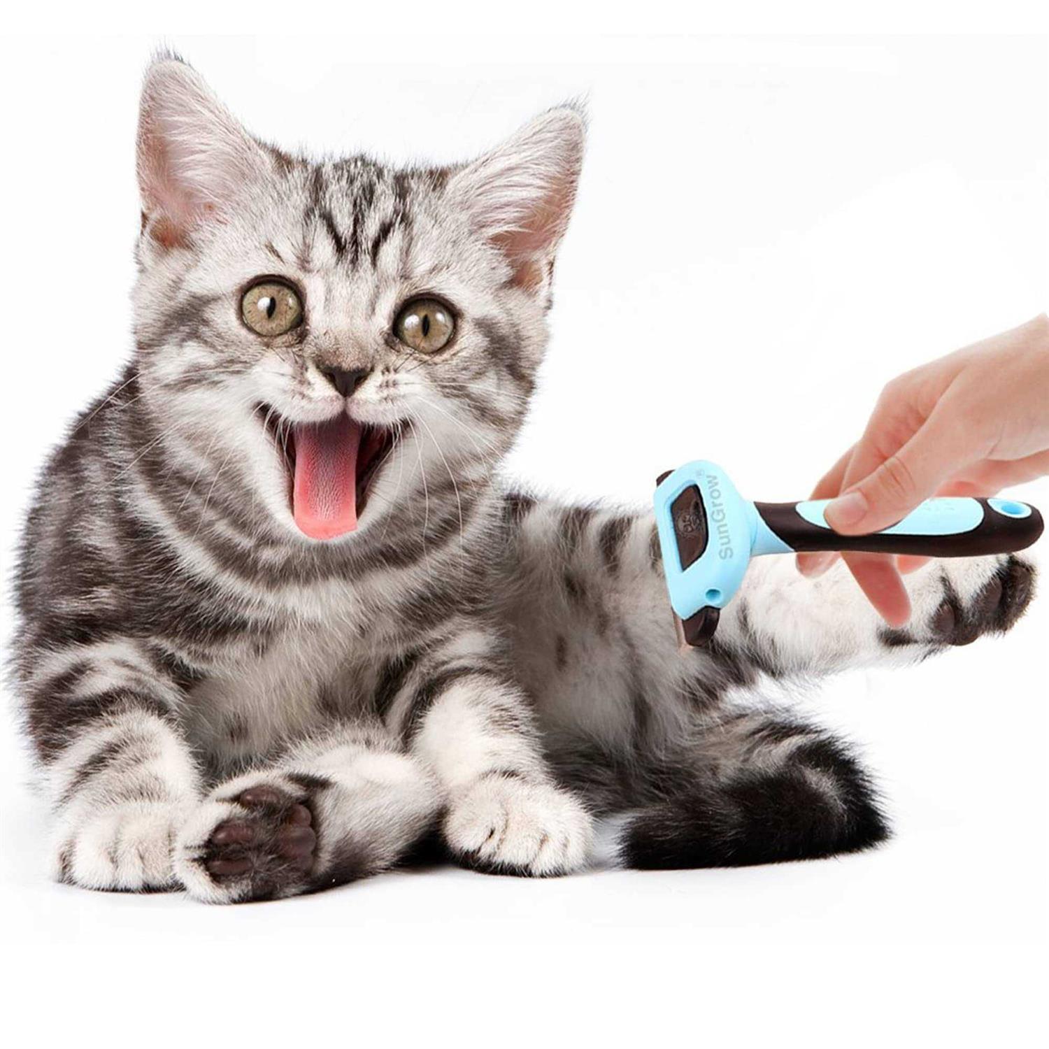 SunGrow Rabbit & Ferret Deshedding Brush for Short Haired Dog & Cat Shedding - Healthber