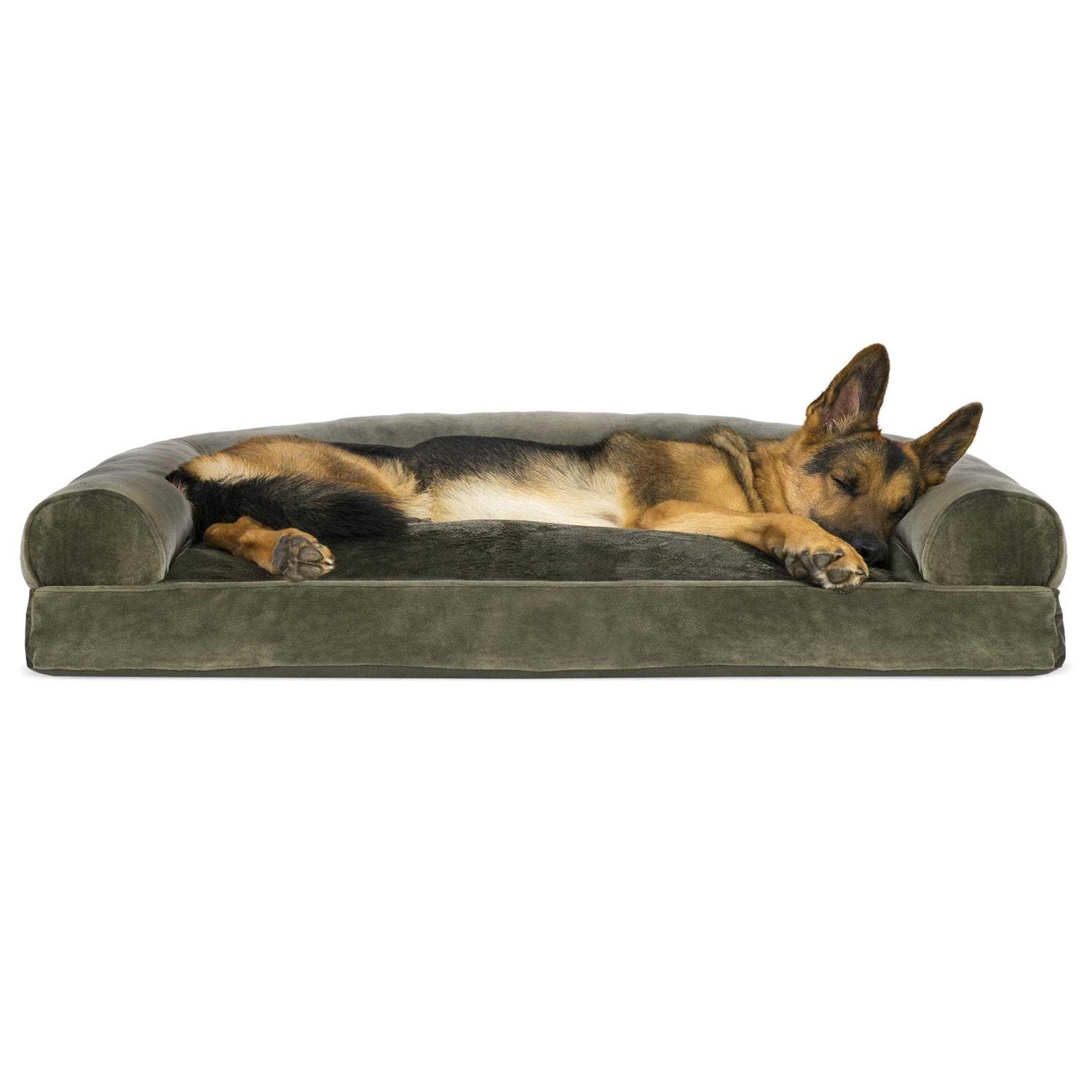 FurHaven Sofa Pet Bed Faux Fleece Chenille - Healthber