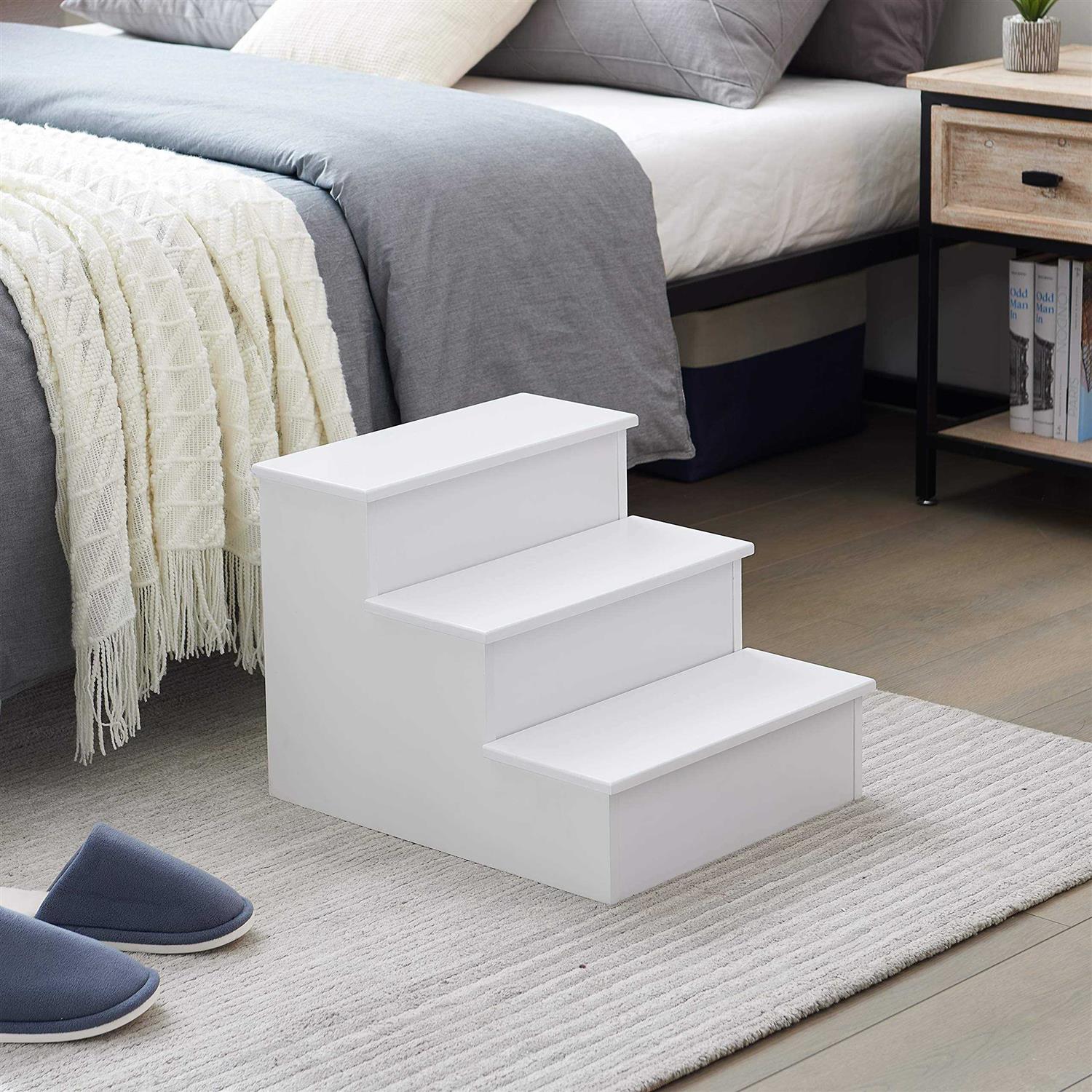 Kings Brand Furniture Darien 3 Step Wood Step Stool for Adults or Kids - Healthber