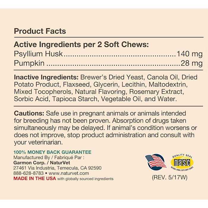NaturVet Hairball Aid Plus Pumpkin Soft Chews Cat Supplement - Healthber