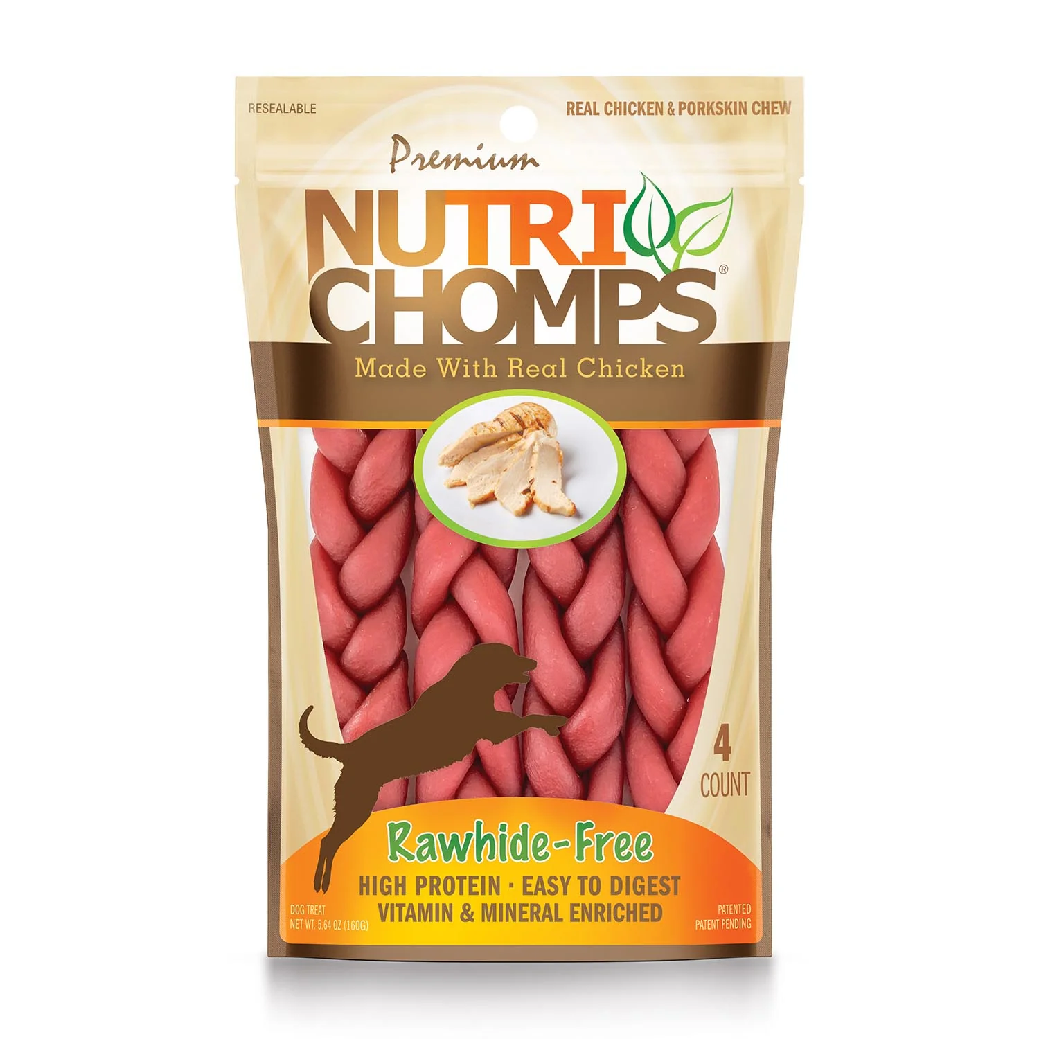 NutriChomps 4ct 6�� Chicken Flavor Braid - Healthber