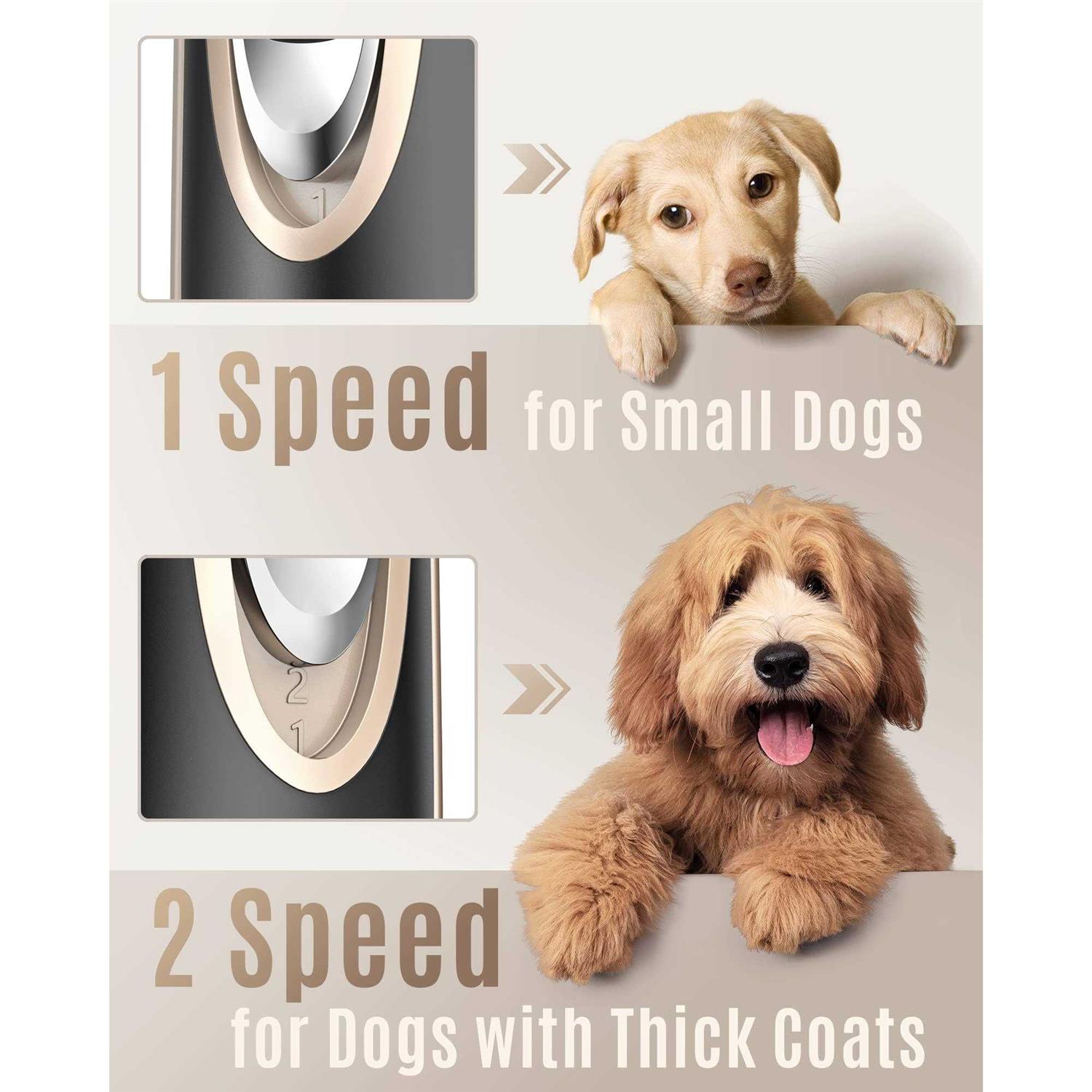 oneisall Dog Clippers Low Noise, 2-Speed Quiet Dog Grooming Kit Rechargeable Cordless Pet Hair Clipper Trimmer Shaver for Small and Large Dogs Cats - Healthber