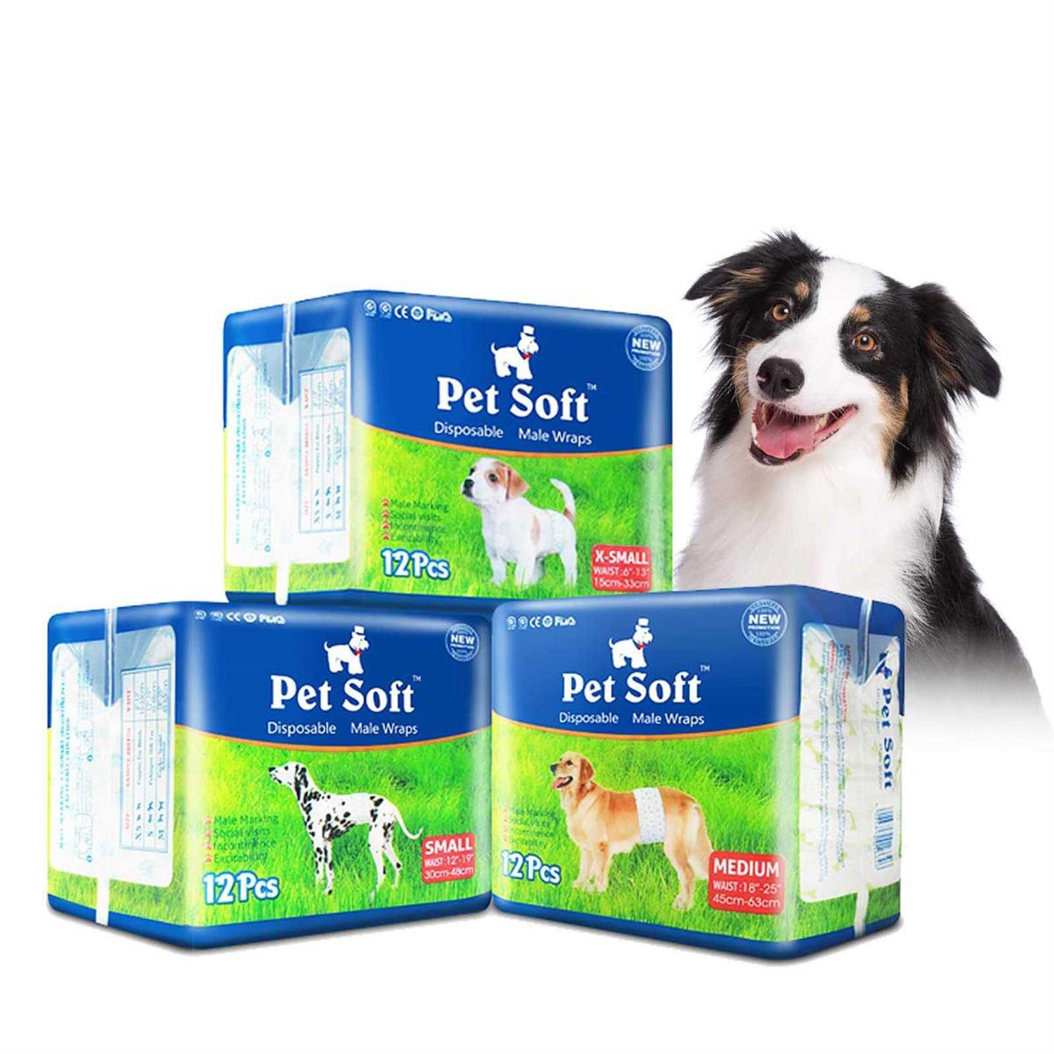Pet Soft Disposable male Wrap Dog Diaper,12Pcs,M - Healthber