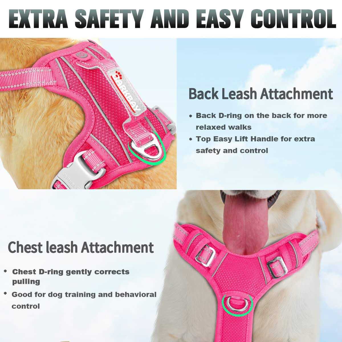 Barkbay No Pull Dog Harness Front Clip Heavy Duty Reflective Easy Control Handle for Large Dog Walking - Healthber