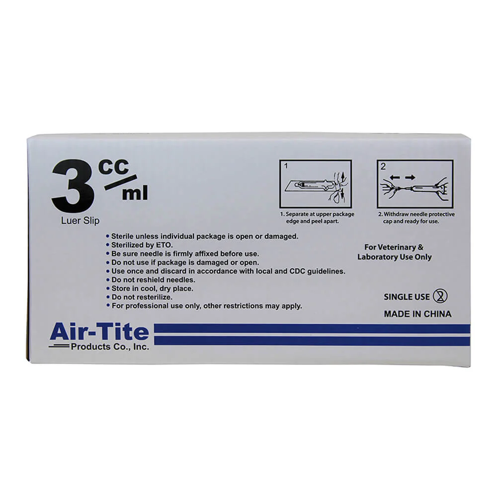 Air-Tite Luer Slip Syringes with Needles, 100 Count - Healthber