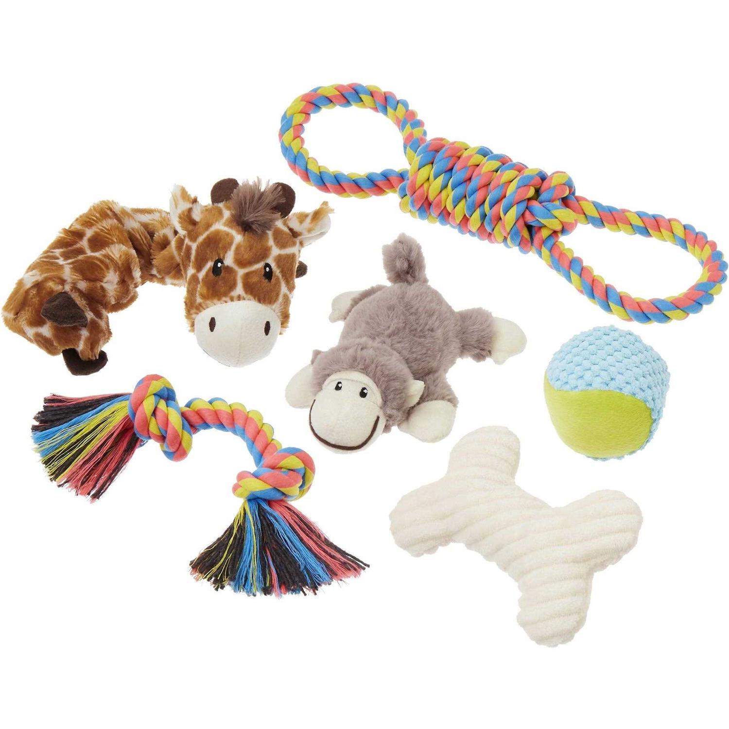 Frisco Jungle Pals Plush & Rope Variety Pack Dog Toy - Healthber