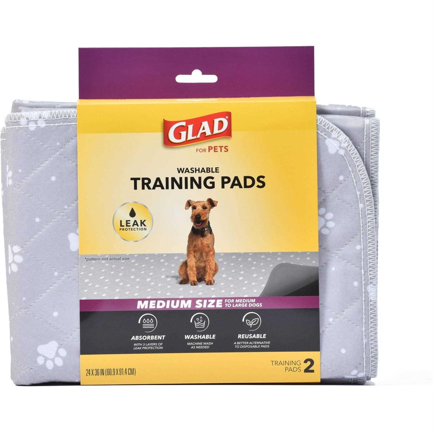 Glad for Pets Washable Training Pads Size 2 Pack Gray with Paw Prints - Healthber