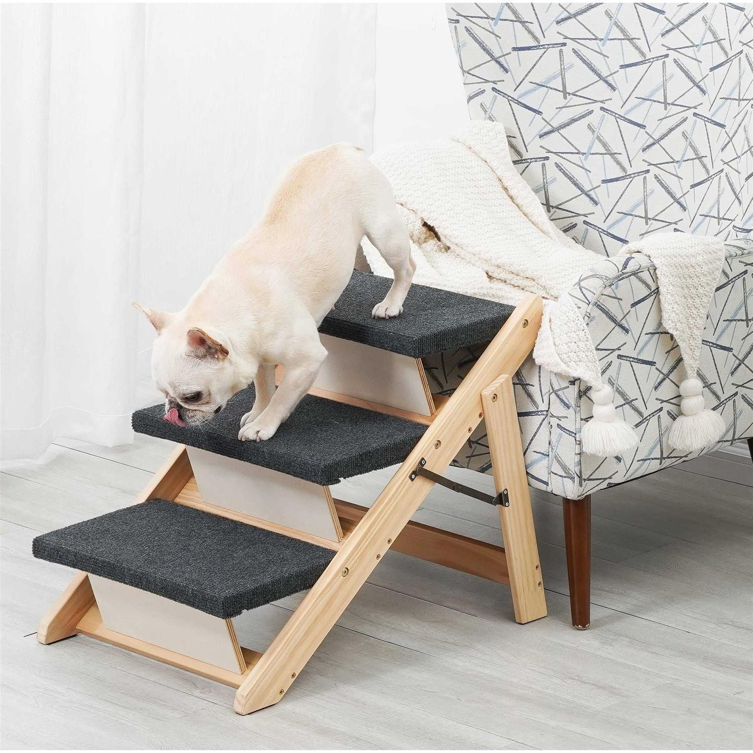 Sweetbin Wooden Pet Stairs/Pet Steps for All Dogs and Cats Up to 150Lbs - Healthber