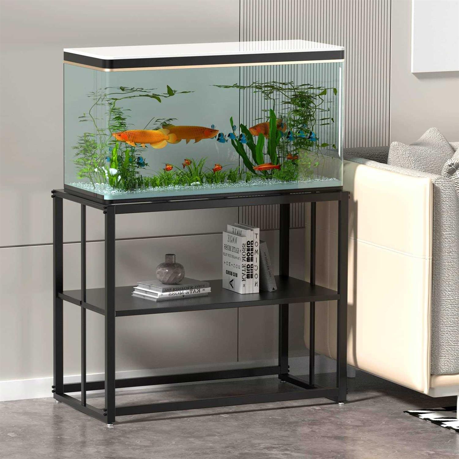 Likeem Fish Tank Stand Metal Aquarium Stand 40 Gallon Aquarium Turtle Tank 36.5 x 18.5 x 29.5 - Healthber