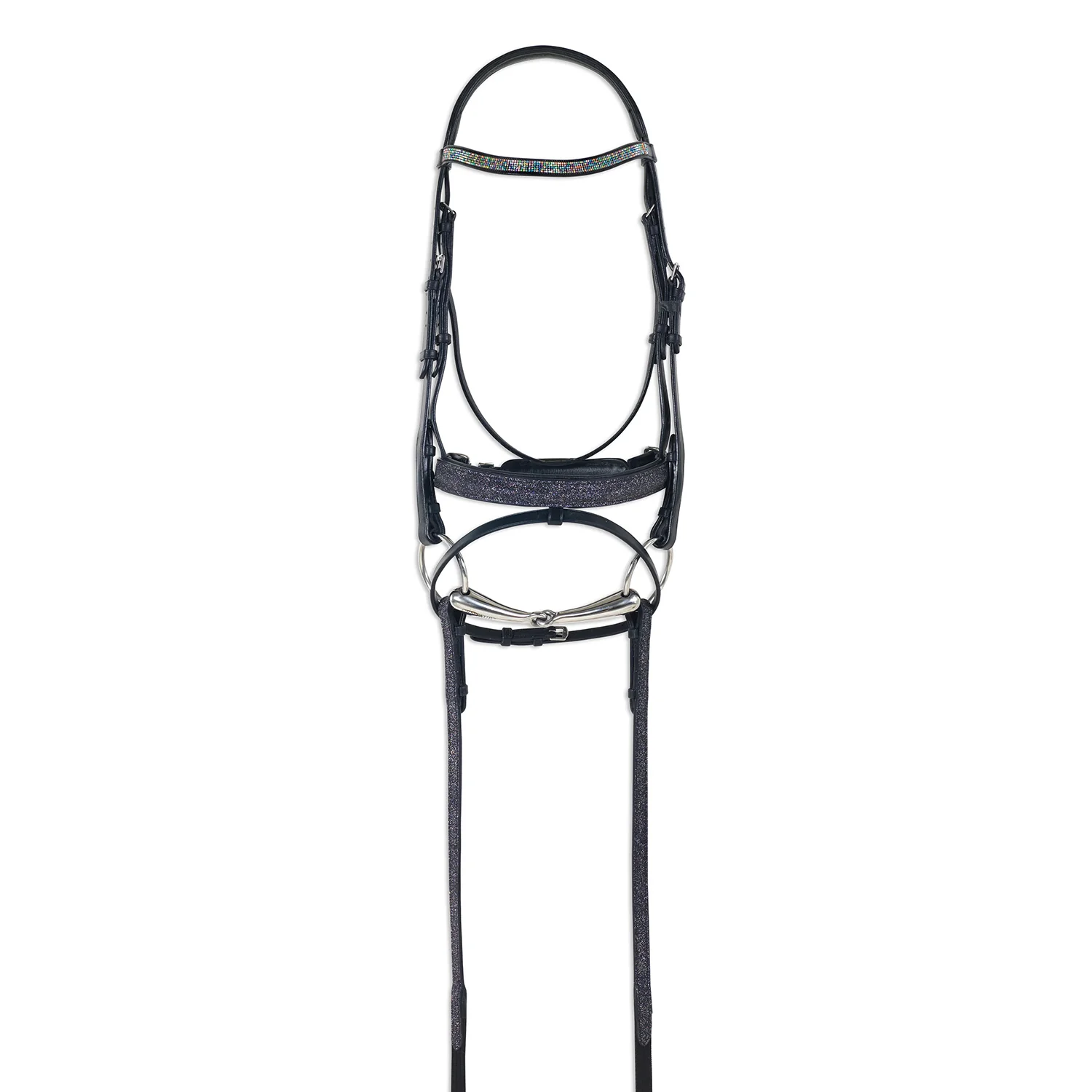 Ovation Fantasia Dressage Bridle, Black/Pastel - Healthber