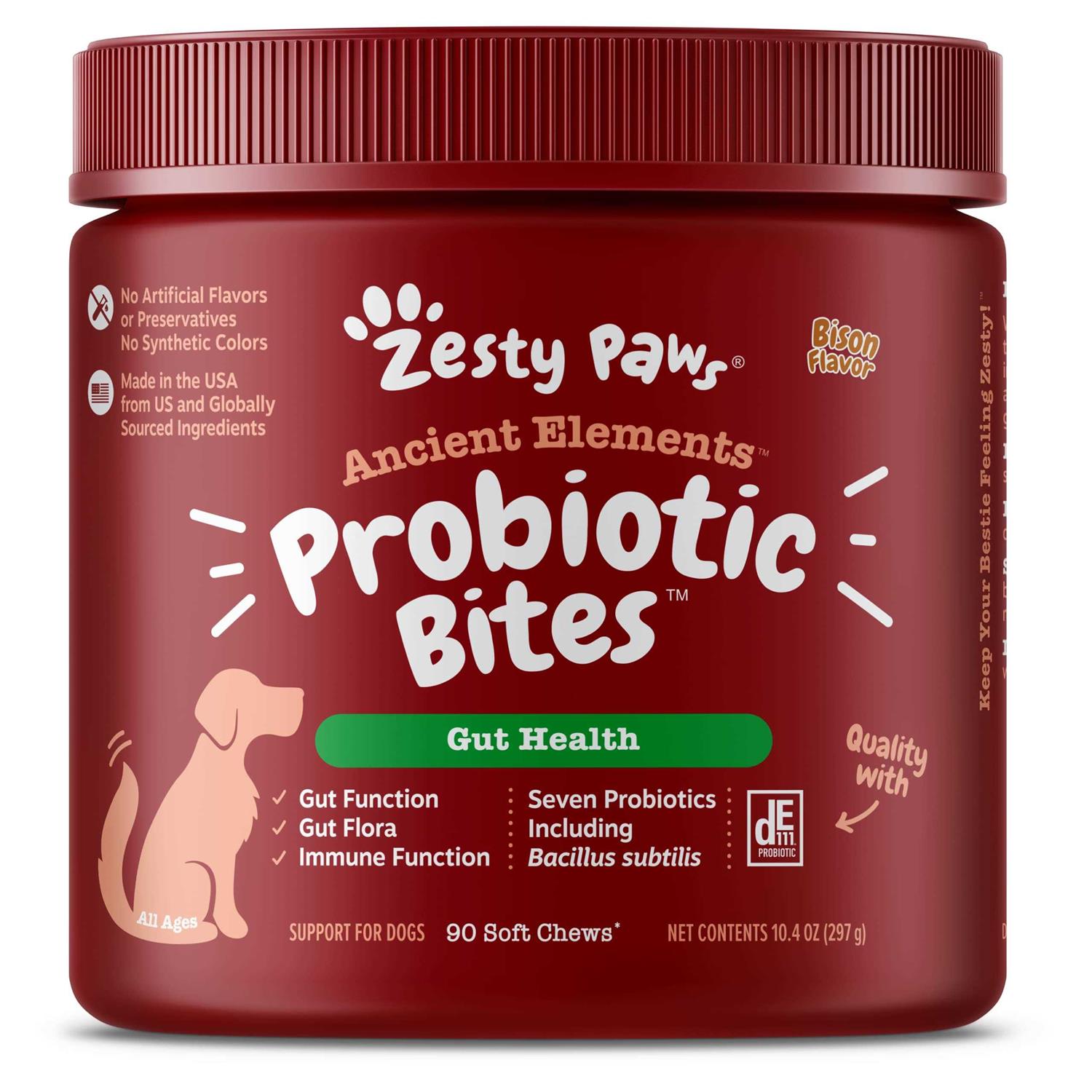 Zesty Paws Bison Ancient Elements Probiotic Bites for Dogs - Healthber