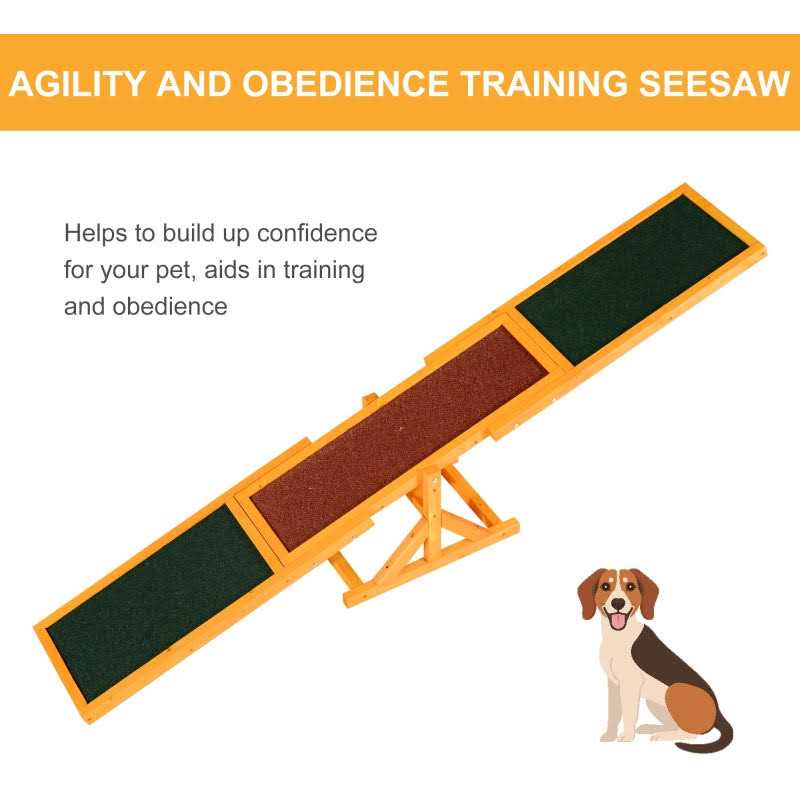 PawHut Wooden Dog Agility Seesaw for Training and Exercise - Healthber