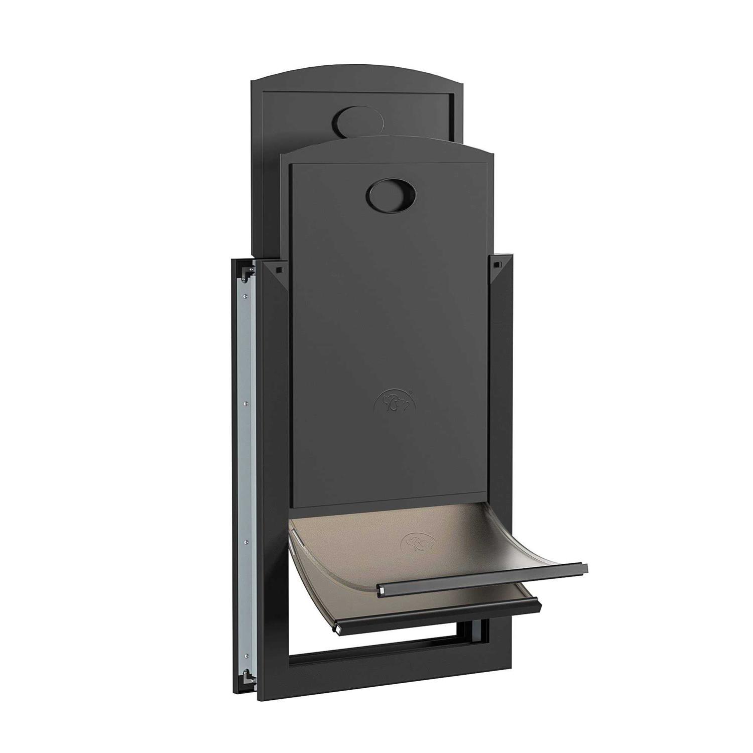 hardlight weatherproof dog door with sliding lock panel, tunnel adjustable, double flap dog door and cat door, strong and dur - Healthber