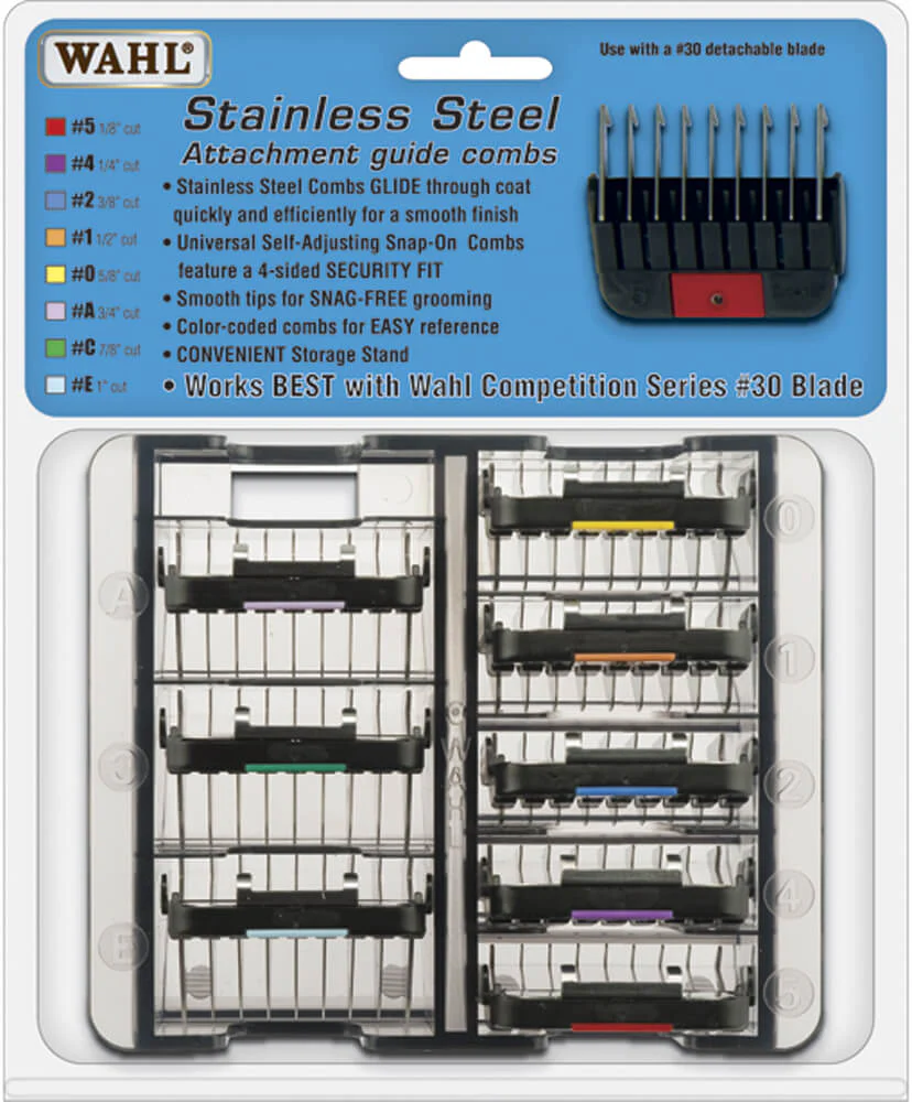 Wahl Stainless Steel Attachment Combs, 8 Size Set - Healthber