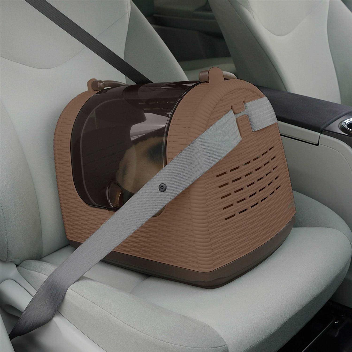 Richell Faux Wicker Pet Carrier - Healthber
