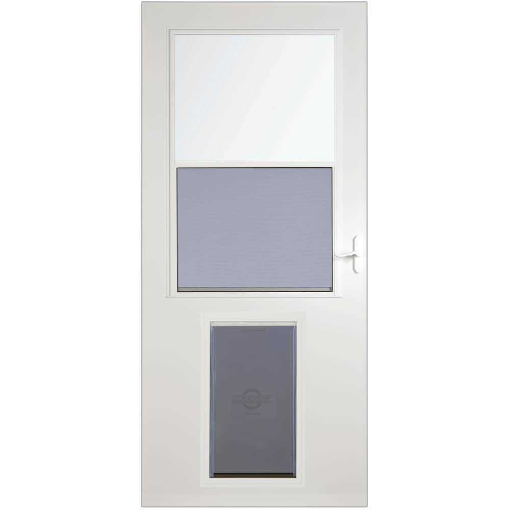 LARSON Pet Door XL 81-in White High-view Wood Core Storm Door - Healthber