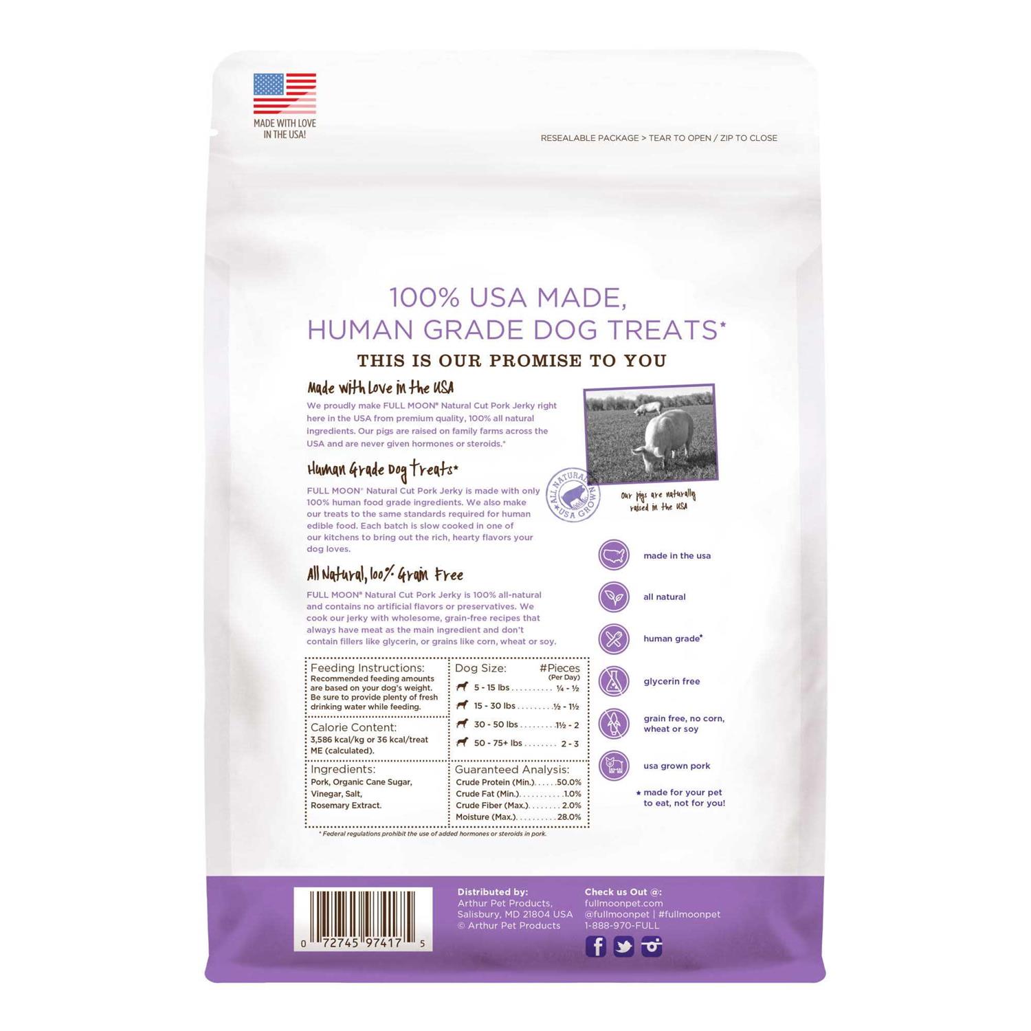 Full Moon Natural Cut Pork Jerky Dog Treats - Healthber