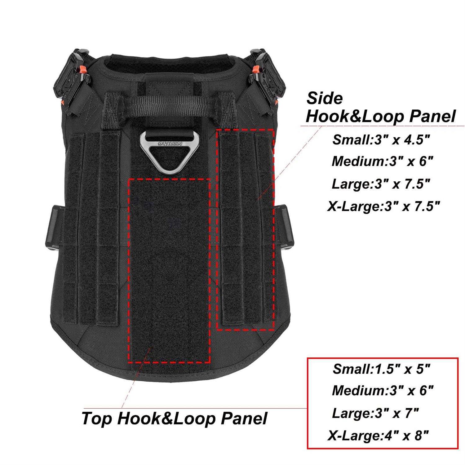 Icefang Tactical Dog Harness Size,2X Metal Buckle,Working Dog MOLLE Vest with Handle,No Pulling Front Leash Clip,Hook and Loop Panel - Healthber