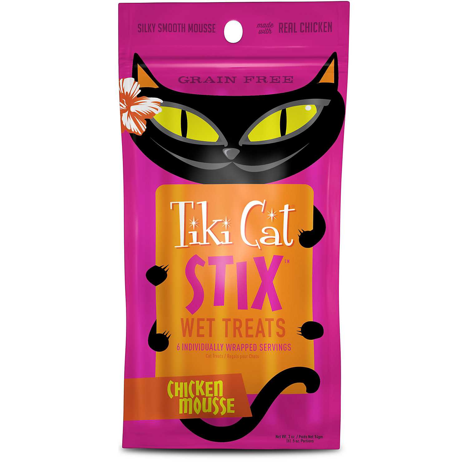 Tiki Cat Stix Chicken Grain-Free Cat Food Topper, 3-oz pouch, pack of 6 - Healthber