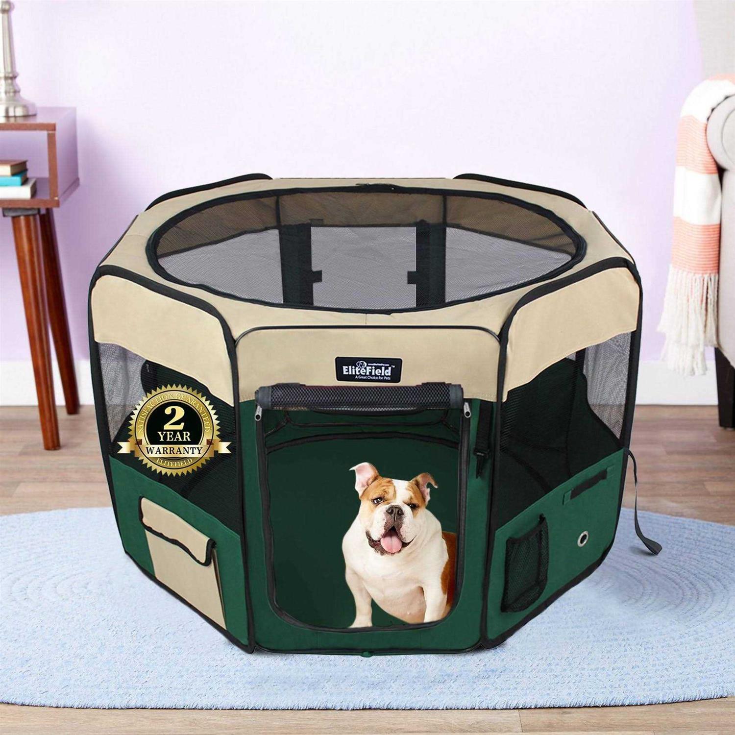 EliteField 2-Door Soft Pet Playpen Pen - Healthber