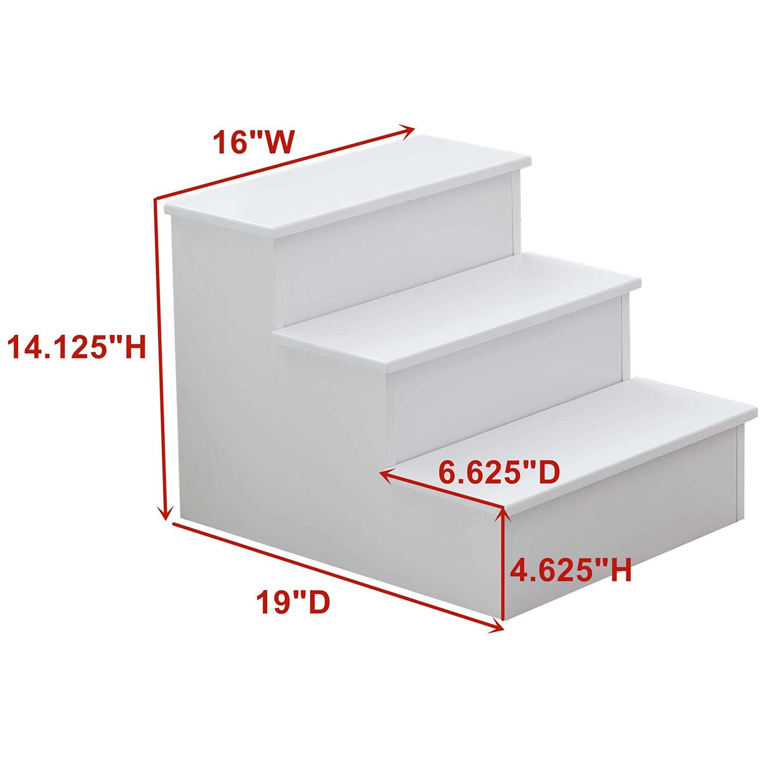 Kings Brand Furniture Darien 3 Step Wood Step Stool for Adults or Kids - Healthber
