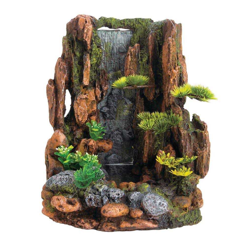 Top Fin Mountain Cliff Waterfall Aquarium Tank Ornament - Healthber