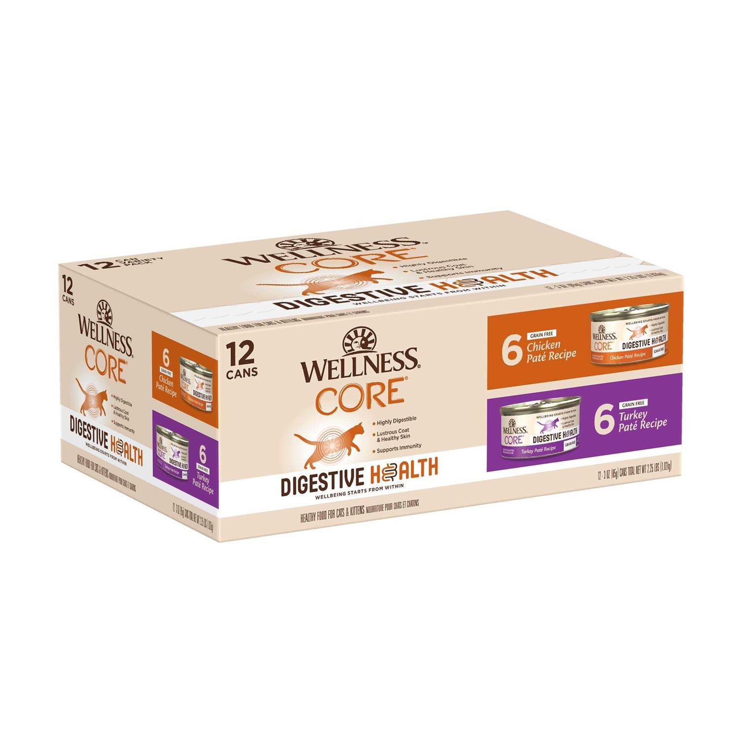 Wellness CORE Digestive Health Chicken & Turkey Pate Variety Pack Wet Cat Food - Healthber