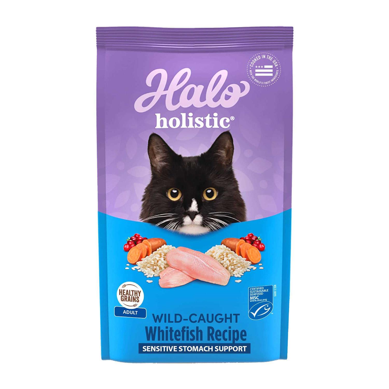 Halo Holistic Seafood Medley Sensitive Stomach Dry Cat Food - Healthber