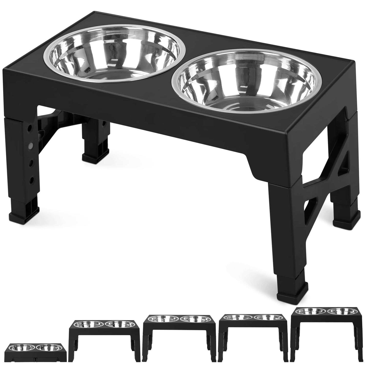 Niubya Elevated Dog Bowls with 2 Stainless Steel Dog Food Bowls - Healthber