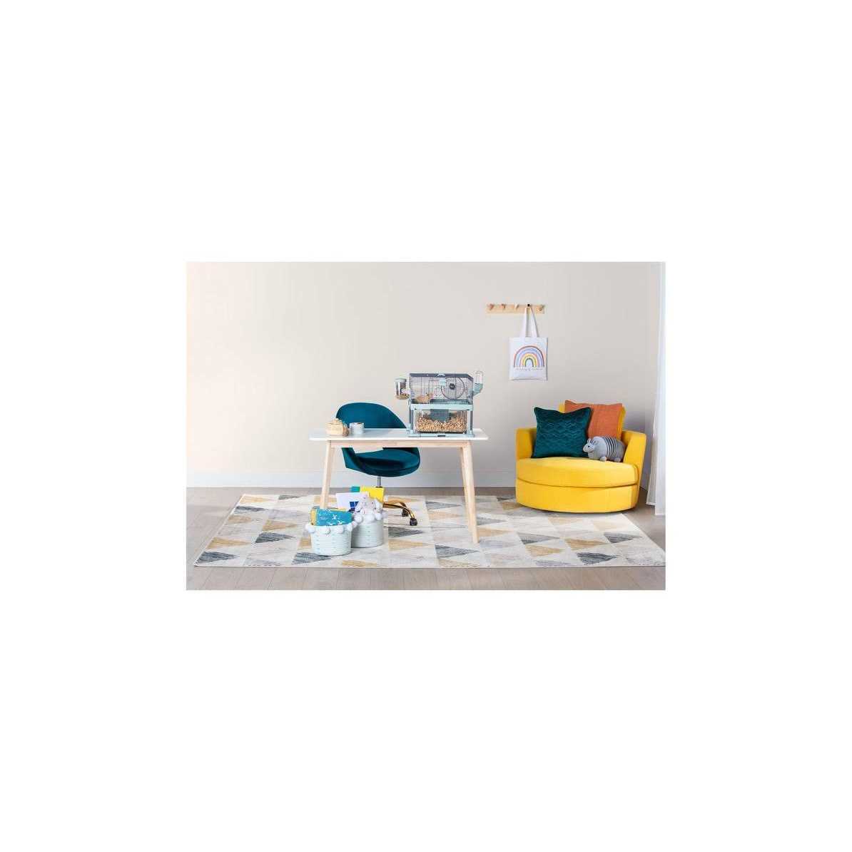 Full Cheeks Quick Clean Small Pet Habitat Includes Cage, Wheel, Food Dispense, and Water Bott - Healthber