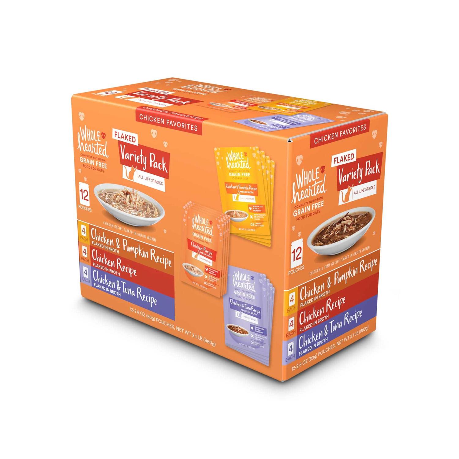 WholeHearted Grain Free Chicken Favorites Flaked Wet Cat Food Variety Pack - Healthber
