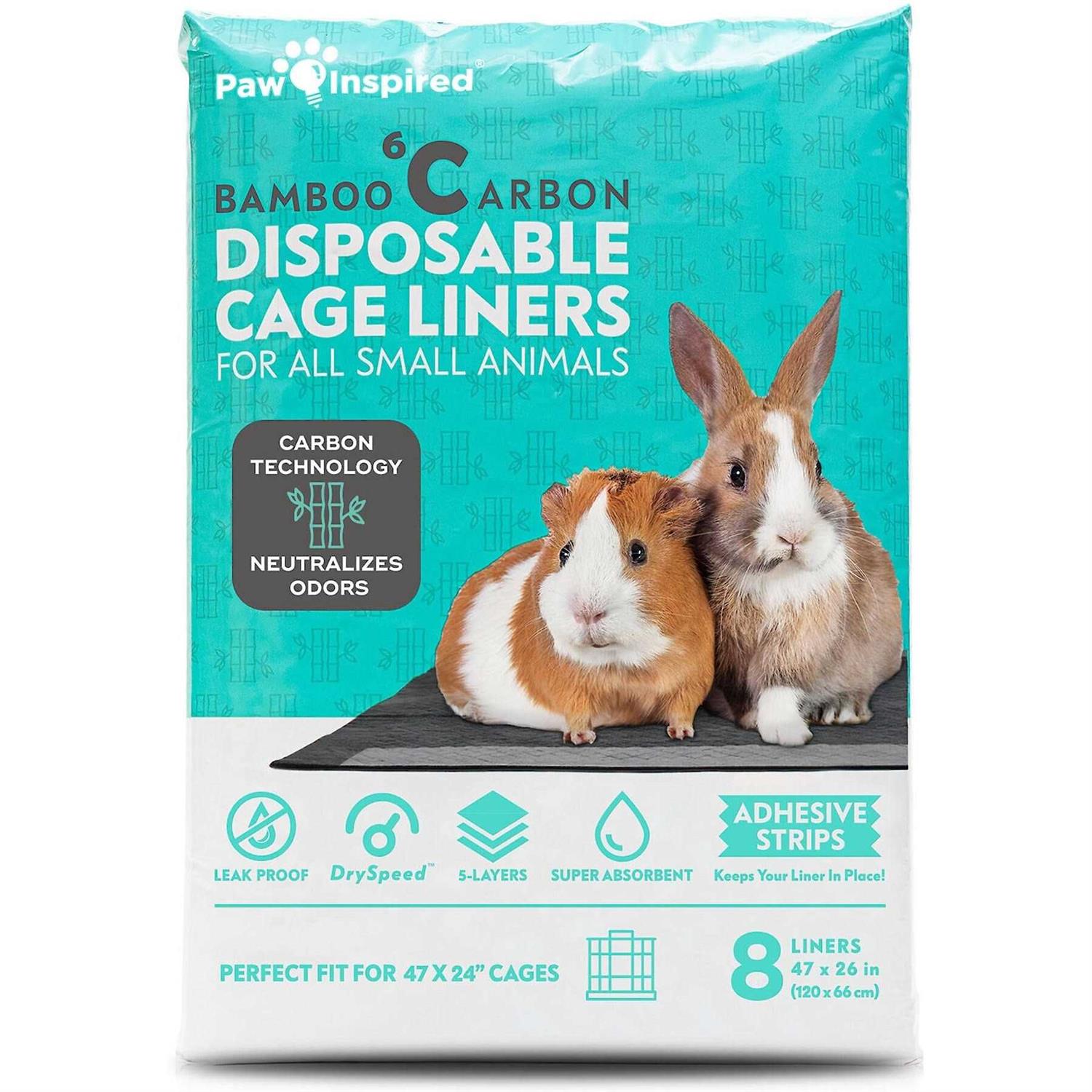 Paw Inspired Disposable Guinea Pig Cage Liners Bamboo Charcoal Odor Controlling - Healthber