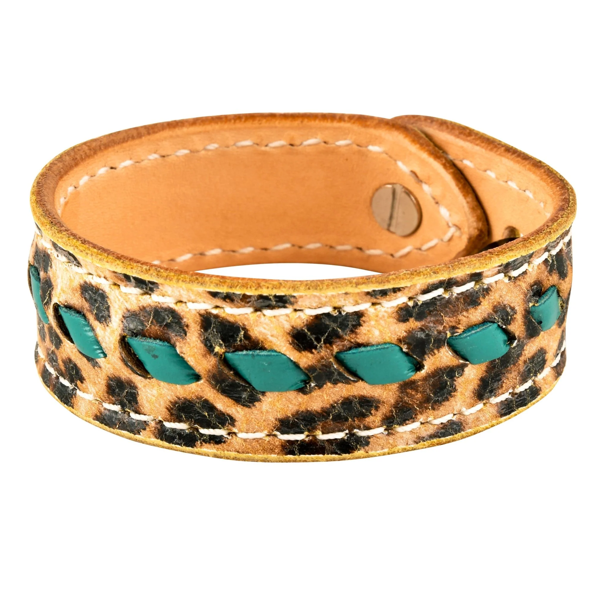 Buckstitch Bracelet, Cheetah & Turquoise - Healthber
