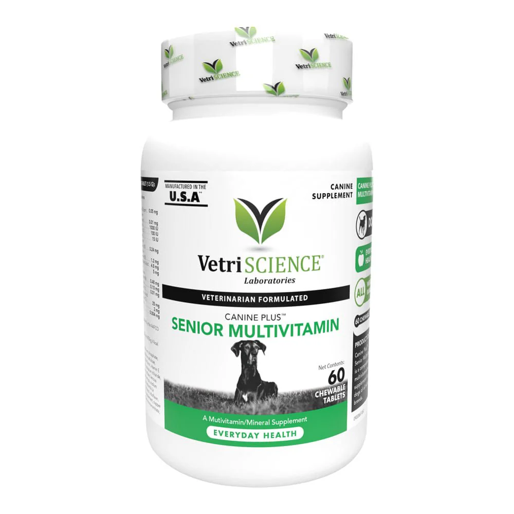 Canine Plus Senior Multivitamin Formula for Older Dogs, 60 Chewable Tablets - Healthber