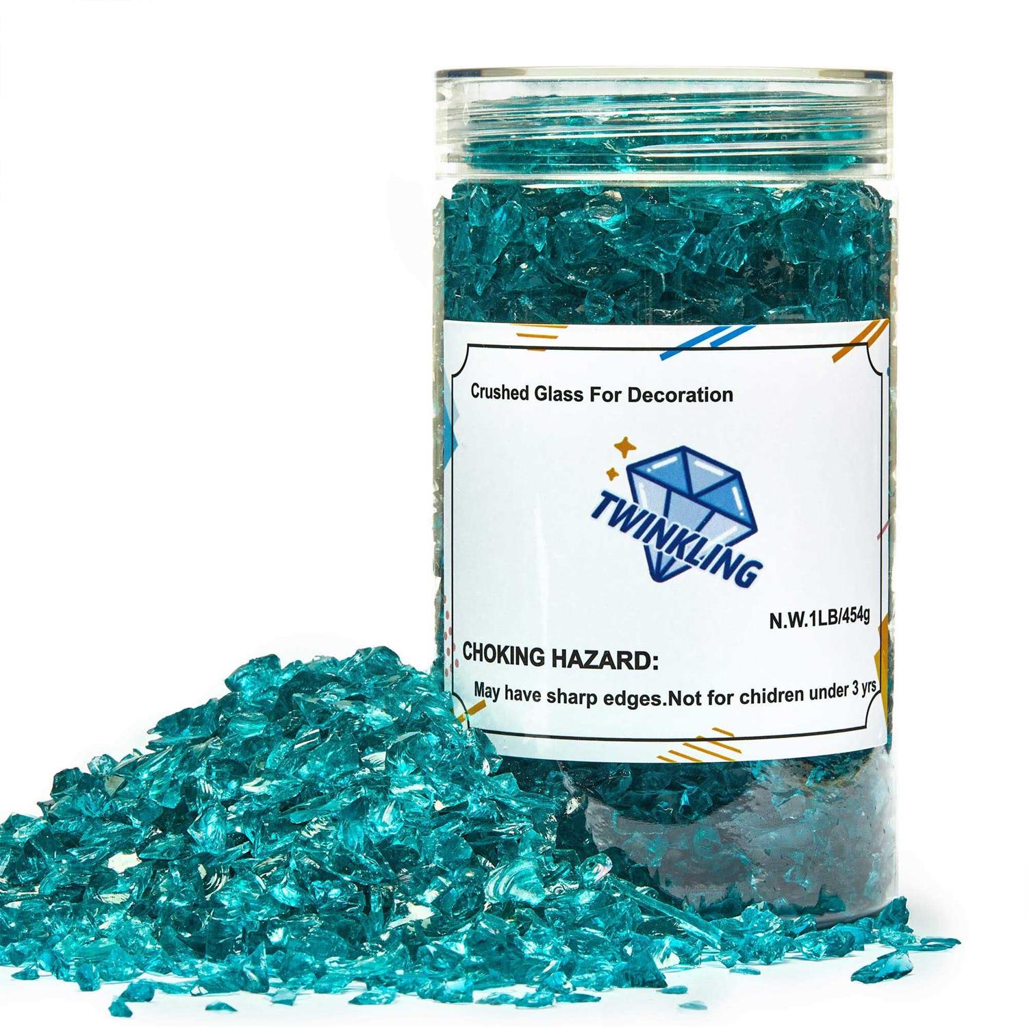 TWINKLING High Luster Fire Glass Gravel Stone Glitter,Broken Glass,Fire Gems Chips,Crushed Glass for Fire Pit Crafts Resin Art Aquarium Garden - Healthber