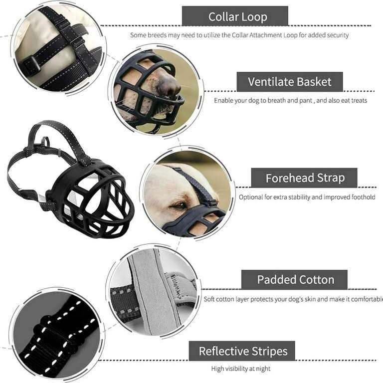 Dog Muzzle, Soft Mesh Muzzle Silicone Mouth for Small Medium Large Dogs, Breathable Adjustable Muzzles for Biting, Chewing, Scavenging and Poisoned - Healthber