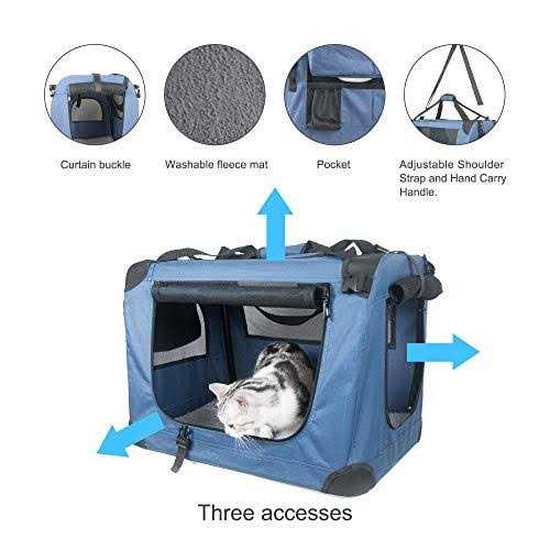 Prutapet Large Cat Carrier Soft-Sided Portable Pet Crate for Car Traveling with Collapsible Litter Box and Bowl - Healthber