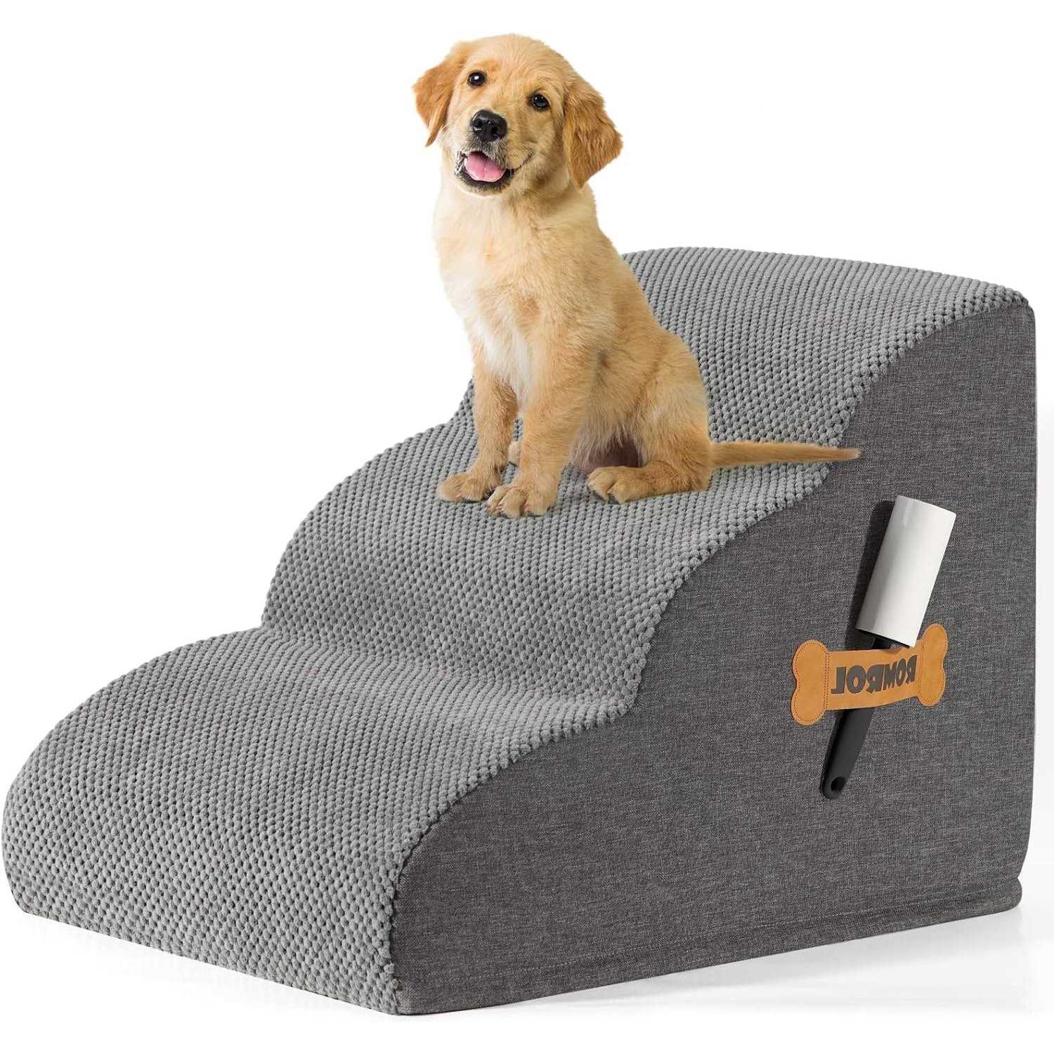 Romrol Dog Stairs Ramp for Beds Couches,Extra Wide Pet Steps with Durable Non-Slip Waterproof Fabric Cover - Healthber