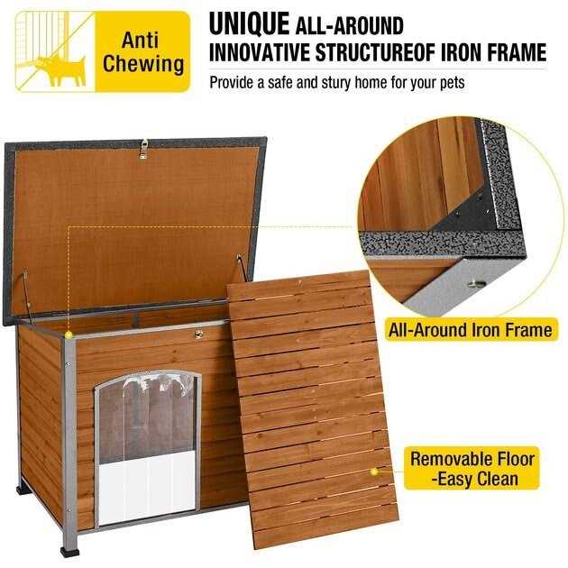 aivituvin Wooden Heavy-Duty Dog Crates House with Strong Iron Frame - Healthber