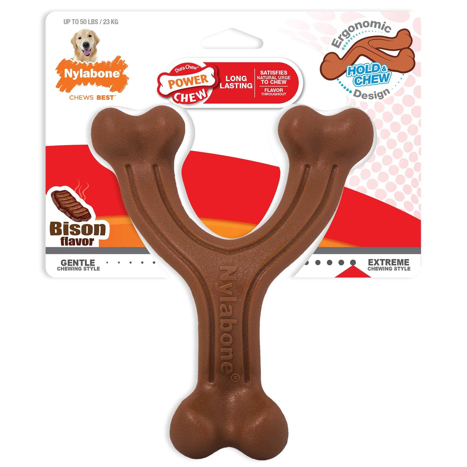 Nylabone Chew Wishbone Power Chew Dog Toy - Healthber